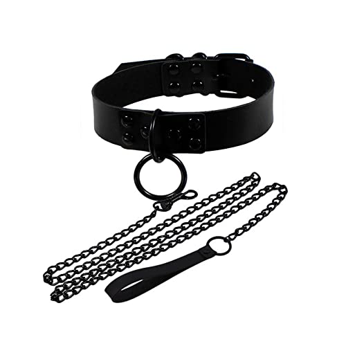 首輪ド付きチェーン 可愛い 鎖骨 首輪 レザー 欧米風 コスプレ小道具 ハロウィン クリスマス パーティー アクセサリー 黒
