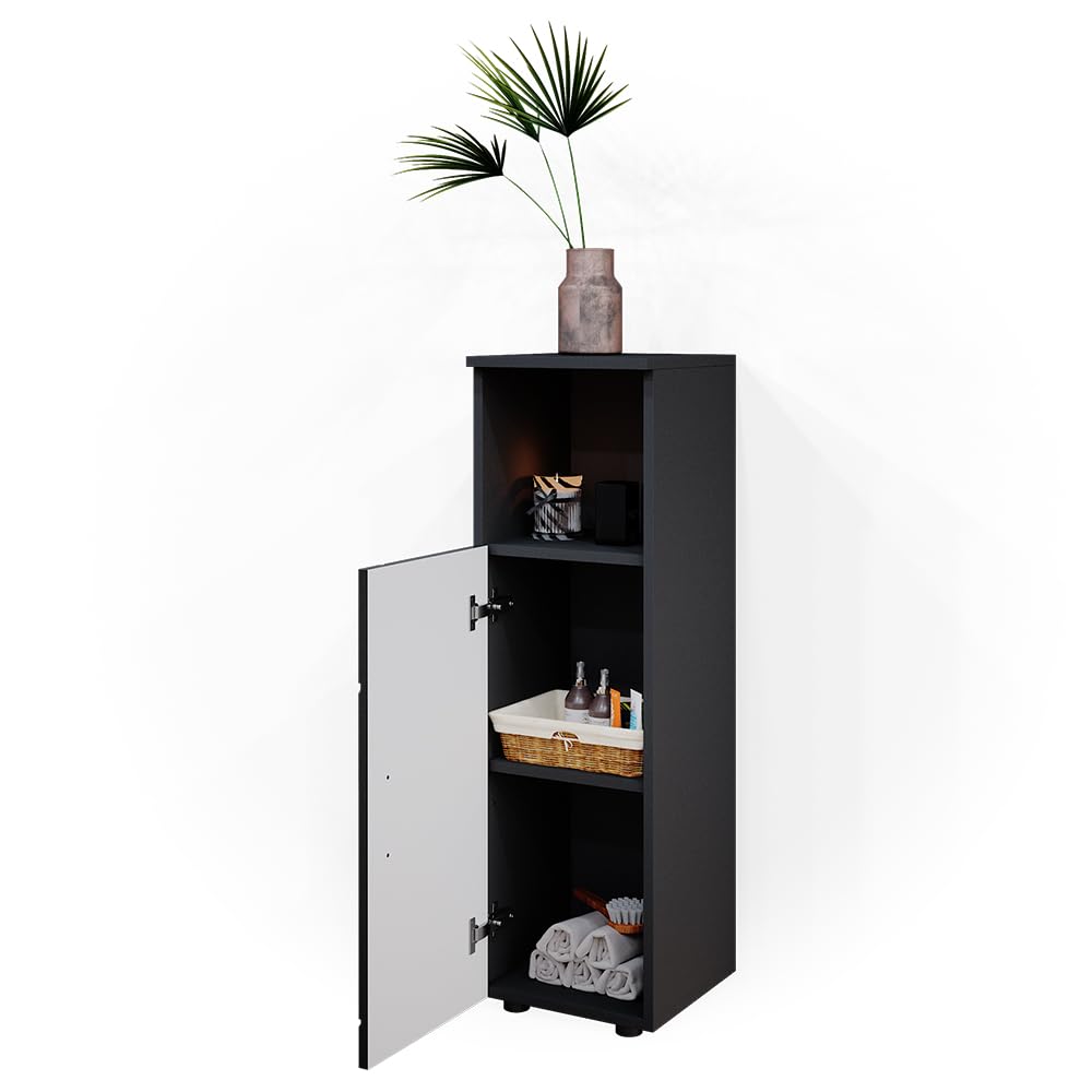 Vicco Mobiletto bagno Irma, Antracite lucido, 30 x 95 cm | per la conservazione di accessori da bagno e combinabile con Irma