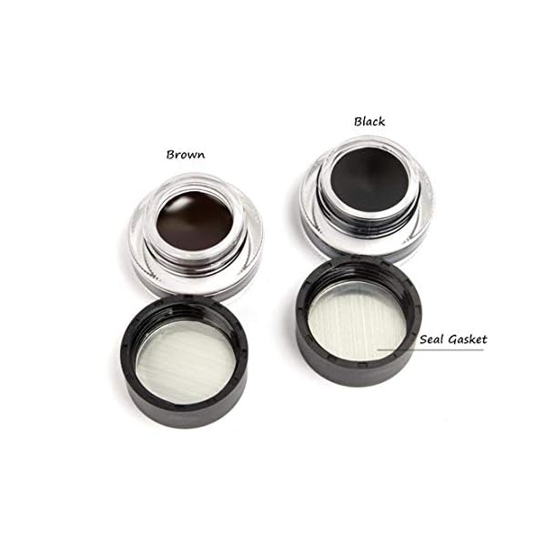 2 in 1 Black and Brown Gel Eyeliner Set Water Proof Smudge Proof, Last for All Day Long, Work Great with Eyebrow, 2 Pieces Eye Makeup Brushes Included