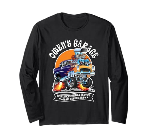 Fantastico Owen's Garage Main Street USA hotrod design classico auto perfetta per chiunque con il nome Owen, figlio, padre, fratello, zio, papà, nonno. Se ti chiami Owen e ti piacciono gli hotrod, le auto d'epoca e le muscle car, questo design è!
