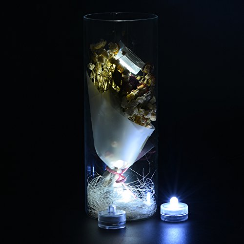 Image of Halloween Lights Submersible LED Lights cr2032 Battery Powered Underwater Waterproof LED Tea Light for Events Wedding Centerpieces Vase Floral Xmas Holidays Home Decor Lighting(Pack of 12) (White)