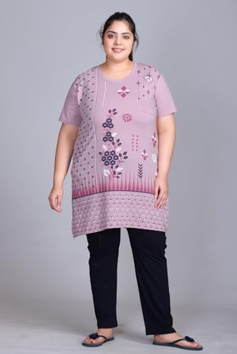 Image of In Love Women's Plus Size Printed Cotton Night Suit Set Short Sleeve | Cotton fabric - soft night suit set for sleepwear and home comfort