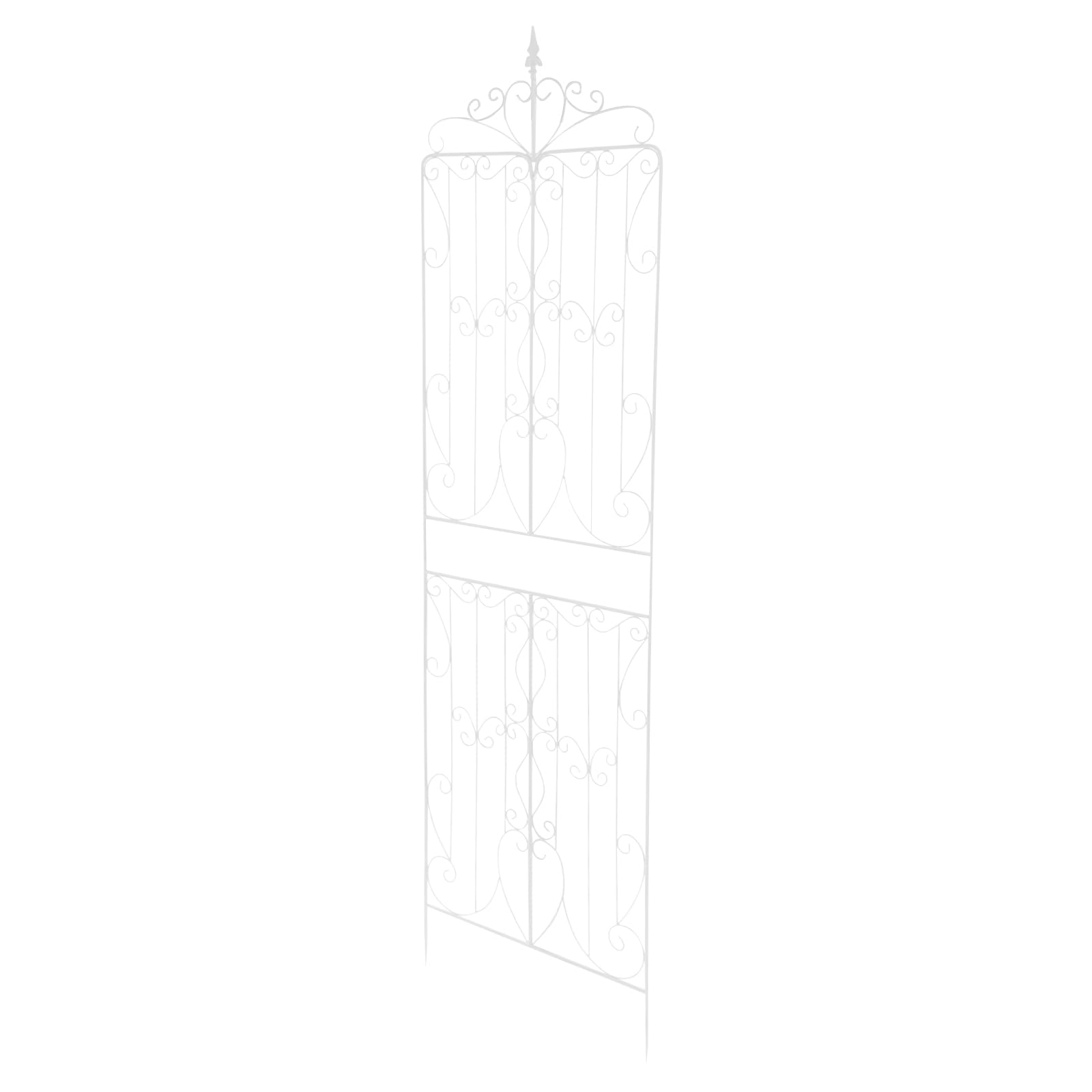 Kratka ogrodowa z żelaza, 2 sztuki, biała, prostokątna, 65 x 237 cm, kratka dla roślin pnących, rustykalny styl, z kołkami do wbijania w ziemię
