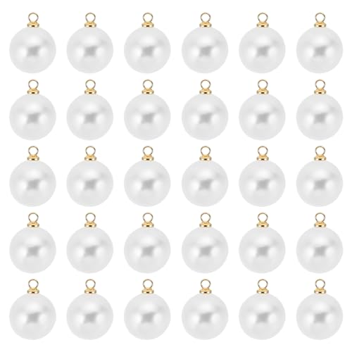Perle charme magnifique PATIKIL blanc doré de 14mm, l'éclat de la fausse perle de haute qualité