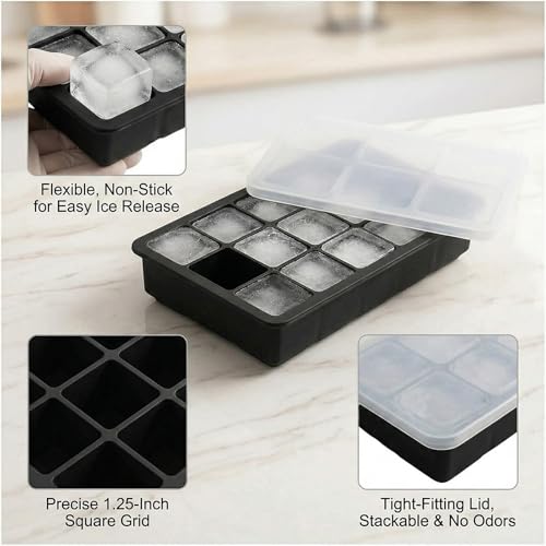 Molde para cubitos de hielo con tapa, 15 cubos miniatura 3