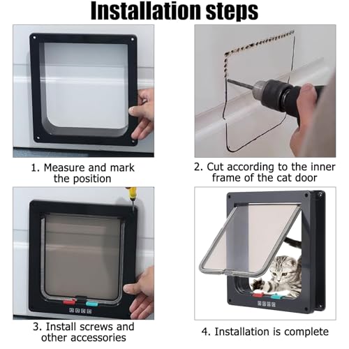 Katzentür, Katzenklappe, Haustiertür, Hundeklappe, Hundetür Fenster, Sicherheitstür für Haustiere, Katze Klappe Tür, für Innen Außentür, für Fenster, Fliegengittertüren und Schiebetüren
