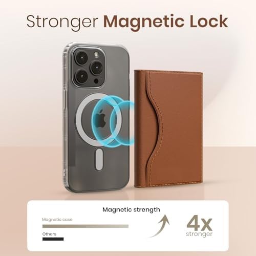 Image of TOUCCH Wallet Z Magsafe Compatible PU Magnetic Card Holder with Business Card Back Mount Phone Wallet | Compatible with iPhone 12 /13 /14 /15 /16 /17 Brown