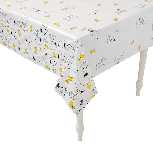 54 x 108 Peanuts Snoopy & Woodstock Rectangle Disposable Plastic Tablecloth