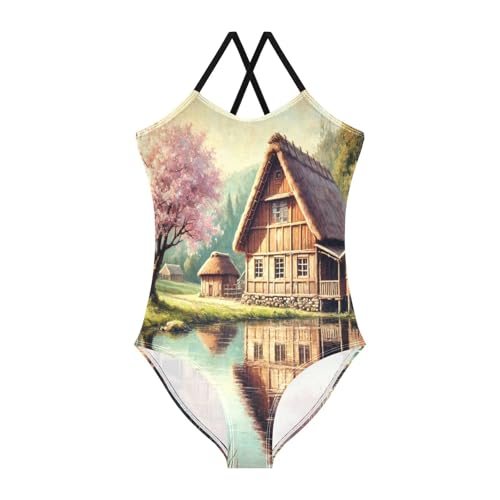 Lake Tree Mountain Bathing Suits for Girls Swimsuit Swimsuits One Piece Summer Beach Swimwear