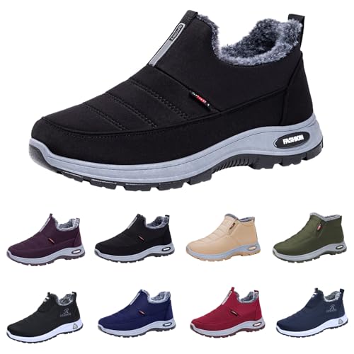 snow boots women Boots for Women 2025 Cute Winter Warm Ankle Short Snow Shoes Casual Fashion Comfortable Fleece Lined Walking Shoes 7.5 Black