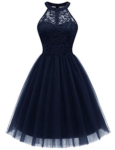 Image of Dressystar Women's Sequin Short Prom Dress Sparkly Halter Tulle Cocktail Party Homecoming Dresses