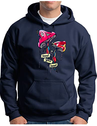 Sweat à capuche OM3 Magic Mushroom bleu marine pour homme de S à XXXXL