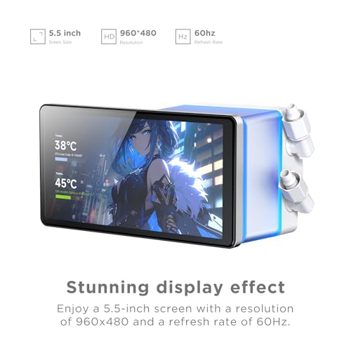 Image of PF 240 CPU Water AIO Cooler Liquid Cooling|5.5-inch LCD Magnetic Screen|360mm ARGB Infinity Mirror 2000RPM PWM Fan|Lower Noise ≤30DBA|for LGA1851 /1700 /1200 /115X /AM4 /AM5(White)