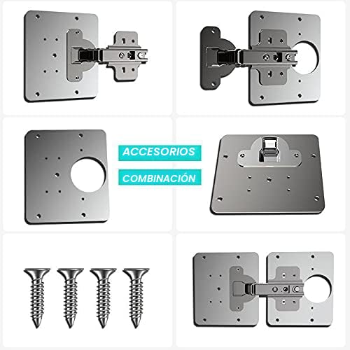 Miniatura 3 de Placa Reparación Bisagra,4 Piezas Unidades Acero Inoxidable Juego De Reparación Con Tornillos De Fijación Para Muebles De Madera, Cocina, Armarios, Muebles
