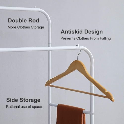 Image of Strassis Design PC Metal Garment Rack Multipurpose Clothes Rack with Bottom Shelf /Coat Jacket Hanger for Home Bedroom Storage Organizer Unique Display Stand (White)