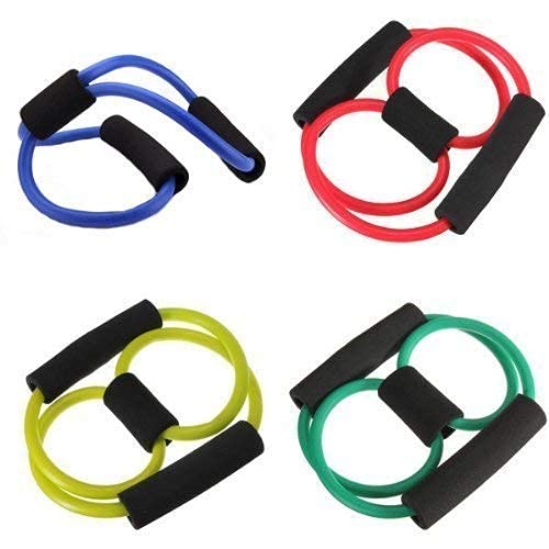 Image of Fitfix Figure 8 Resistance Exercise Band with Comfortable Handles Chest, Shoulder & Neck Stretching | Home Fitness Equipment for Yoga, Pilates, Physical Therapy & Gym Men & Women Colour Orange
