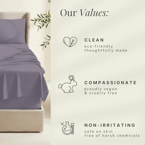 Image of Hearth & Harbor Bed Sheets, Luxury Soft 6 Piece Bed Sheet Set Extra Deep Pocket Fitted Sheets Fits Mattress up to 21 inch, Double Brushed Bedding Sheets & Pillowcases, Queen, Prpulish Gray
