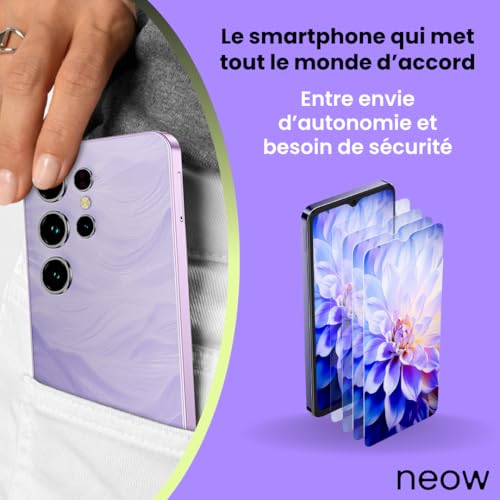Smartphone Android 14 128 Go avec écran 6.52 HD+ et contrôle parental complet Neow Safe+ - 6
