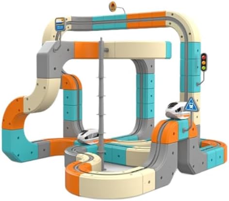 Electric Train Set Flexible Race Track for Kids 4 6 7 8, 124 Pcs Car Track for Toddlers 3-5