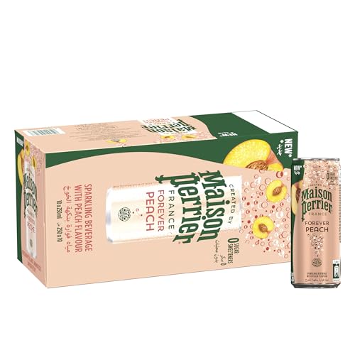 Maison Perrier Forever Sparkling Water Peach Pack of 10x 250 ml Can Zero Calories And Zero Sweeteners Premium French Water Sparkling With An Elegant Style