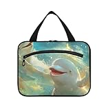 EtherSpher Niedliche weiße Beluga-Wal-Hängetasche für Herren mit Haken, waschbare Designer-Tasche für Kreuzfahrten, Reisen, Kreuzfahrten, Kit de para mujer L, Süße weiße Beluga-Wale, Large