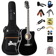 【New and Improved Design】Expertly crafted in glossy black, the guitar is classic and popular, and will never go out of style. White ABS edges, black and white inlays make the guitar no longer dull, adding a bit of vitality to the black guitar, the le...