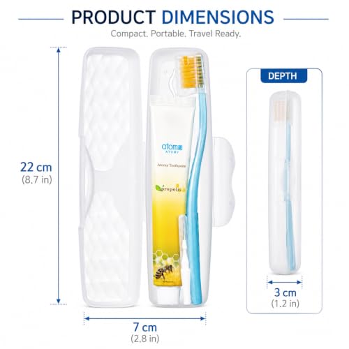 Image of Atomy Toothbrush Travel Set with Propolis Toothpaste 50 g, Portable Oral Care Kit with Toothbrush and Protective Storage Case for Office, School, Trips & Daily Use