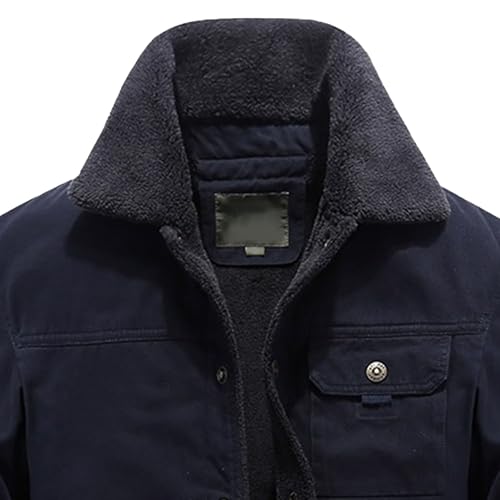 Chaqueta militar de camionero para hombre con forro polar para invierno en color verde oliva 7