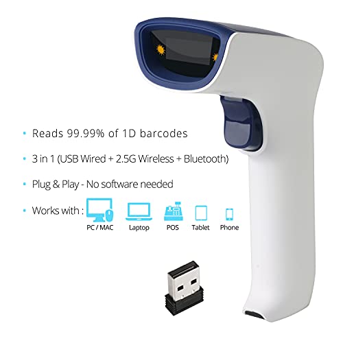 Scanavenger Wireless Portable 1D&2D With Stand Bluetooth Barcode Scanner: Hand Scanner 3-In-1, Cordless, Rechargeable Scan Gun For Inventory - Usb Bar Code/Qr Reader (1D Only With No Next Gen Stand) #TOP4
