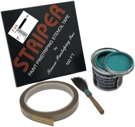 Automotive Pinstriping KIT - Stencil/Brush/Paint - Pinstripe Your Car/Truck Results: 3/16 inch Stripe (Teal, 160 Foot roll)