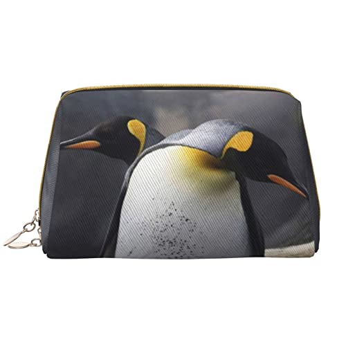 OCELIO Divertida bolsa de maquillaje de pingüinos de gran capacidad, bolsa de cosméticos de viaje de piel sintética, bolsa organizadora de maquillaje para mujeres, Blanco, Talla única
