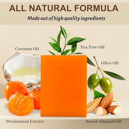 Image of 4 Pack Persimmon Soap for Old People Smell, Body Wash for Odor Control
