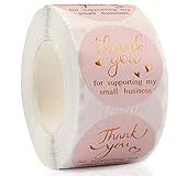 CHIMNE 500PCS Thank You Stickers, 1.5 Inch Thank You for Supporting My Small Business Stickers for Greeting Cards Flower Bouquets Self-Adhesive Labels Small Business Packaging Supplies Wraps (Pink)