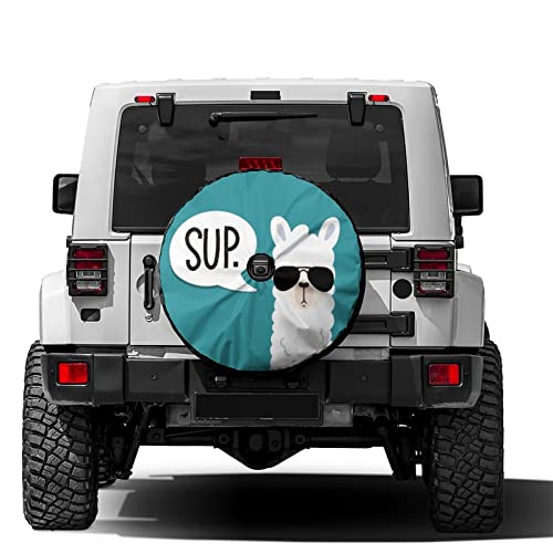 Image of Funny Llama Spare Tire Cover with Backup Camera Hole Wheel Tire Cover Fit Trailer, RV, SUV and Many Vehicle 13inch