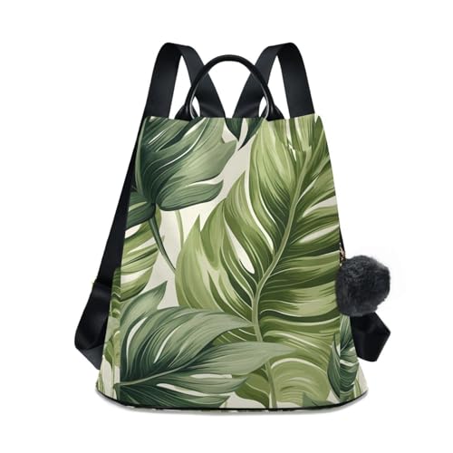 Sac à dos pour femme anti pickpocket Green Leaves fermeture éclair