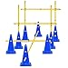 ASENVER Agility Poles and Hurdles Set Detachable Speed Training Poles Set 8 Training Cones and 12 Agility Poles (Blue)