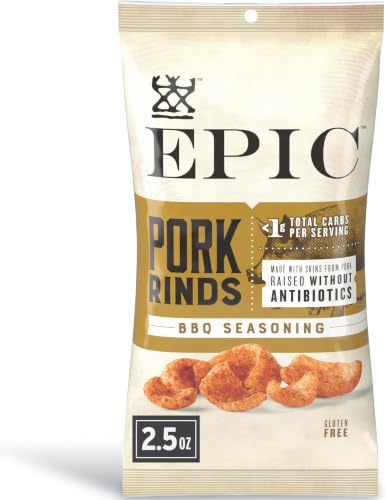 Image of EPIC BBQ Seasoning Pork Rinds, Gluten Free, Keto and Paleo Friendly, Protein Snacks, 2.5 oz (Pack of 12)