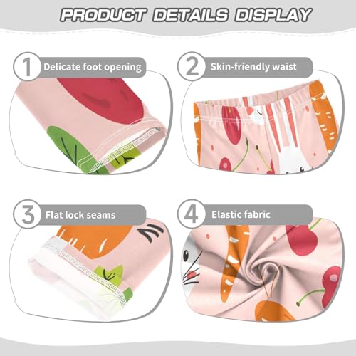 Toddler Girls Leggings Printed Yoga Pants Leggings Carrots Cherries Rabbit Faces for Kids3