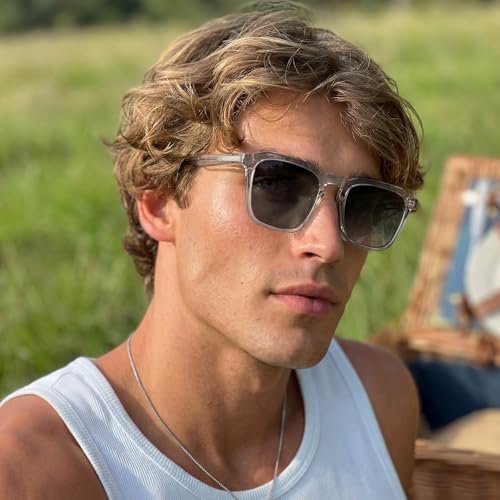 Image of CARFIA Retro Sunglasses for Men Polarized UV400 Protection, Hand-crafted Acetate, 60s Style Square Cool Sun Glasses