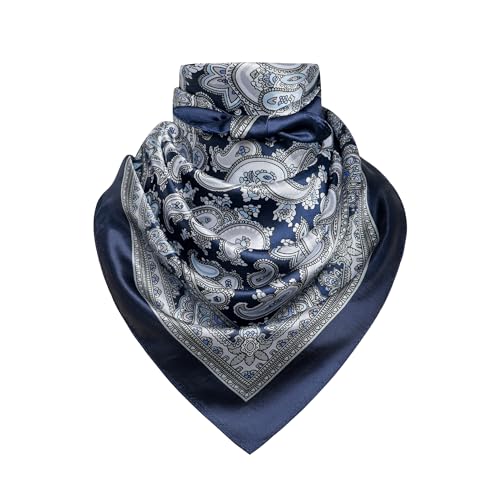 Image of 35 inch Men's Silk Cowboy Scarf - Oversized Western Bandana Neckwear, Large Square Scarf with Gift Packaging
