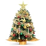 Tatqilo 2ft Pre-Lit Christmas Tree, 60CM Artificial Xmas Trees with LED Lights and Decorations, Mini Tabletop Christmas Tree for Christmas Holiday Party Home Decor