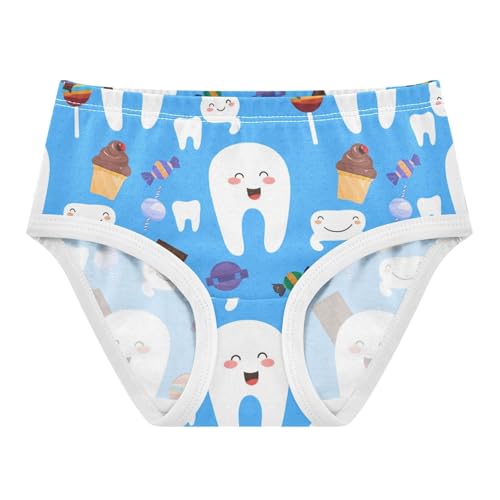 Girls Underwear Toddlers 2t Cotton Girl Panties Cute Pattern Underpants Briefs Cute Cartoon Teeth Blue