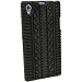 iGadgitz Black Silicone Skin Case Cover with Tyre Tread Design for Sony Xperia Z1 Honami C6902 L39H C6903 C6906 C6943 Android Jellybean 4.2 Smartphone Mobile Phone + Screen Protector (not suitable for Z1 F Mini)