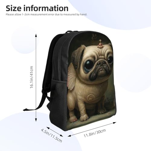 Comfort Fit Unisex Pug Portrait Creature Backpack Durable for Daily Commute & Travel Adventures 16 Inch4