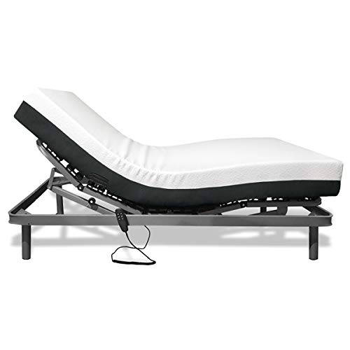 Duérmete Online - Somier Articulado Eléctrico Reforzado 5 Planos + Colchón Artimat Plus Viscoelástico, Gris, 90x190