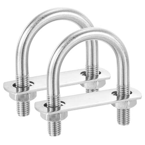 Image of PATIKIL Round U-Bolts, 2 Pcs 1.65 inch(42mm) Inner Width 73mm Length M10 with Nut Plate Washer 304 Stainless Steel Round Bend U-Bolts for Boat Trailer Axle Sailboat