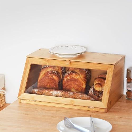 Materiale naturale: il portapane in bambù è realizzato in materiale principale - bambù come struttura
