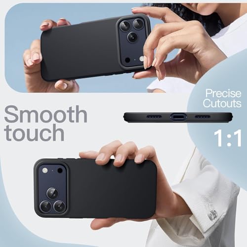 Image of Silicone Case for iPhone 17 Pro Max 6.9-Inch, Silky-Soft Touch Full-Body Protective Phone Case, Shockproof Back Cover for iPhone 17 Pro Max (Black)