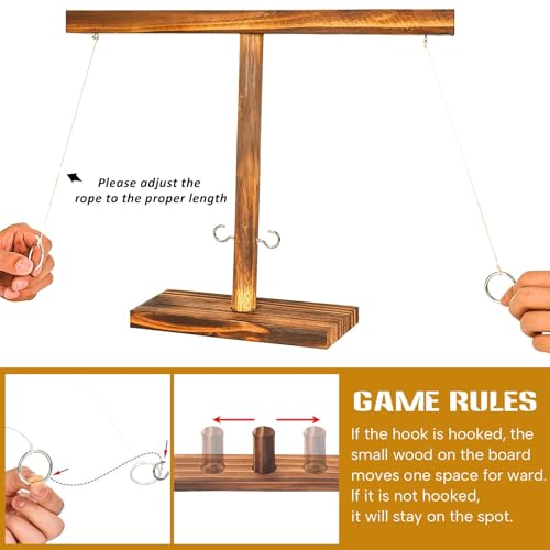 KUKTRCV Wooden Ring Toss Game - Classic Hook and Ring Toss Game for Adults - Fun Table Game for Parties and Family Gatherings Christmas Games by KUKTRCV - Used condition - Image 4
