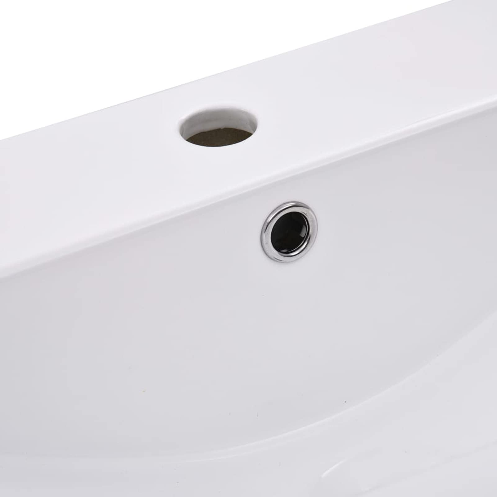 Homgoday Lavabo empotrado de cerámica blanca de 91 x 39,5 x 18,5 cm